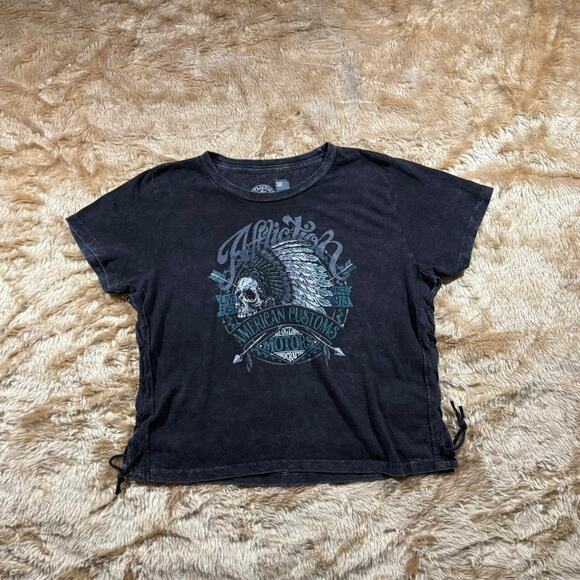 Affliction Tops - Y2K Women's Affliction Skull Crop Top Size XL Grunge Goth Emo Retro Size XL